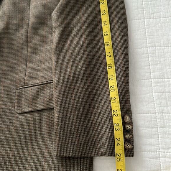 Pronto Uomo Sport Coat Blazer 40R 100% Wool Brown Micro Check - Picture 10 of 13